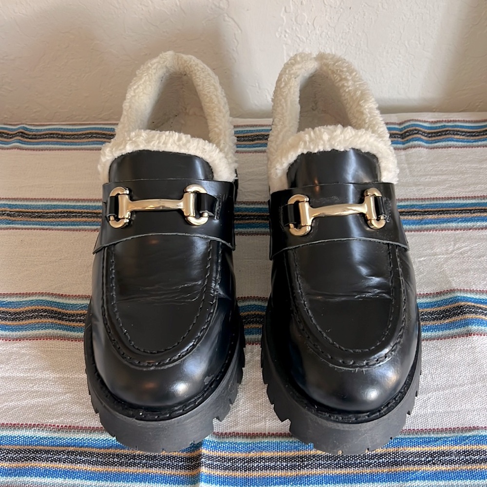 Steve Madden Lando Loafer Black With Fur Size 8.5